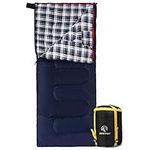 REDCAMP Cotton Flannel Sleeping Bag for Camping, 50F/10C 3-Season Warm and Comfortable, Envelope Blue 3lbs(75"x33")