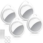 QCOQ Air Tracker Tags-4 Pack White, 5.3 Bluetooth Trackers Work with Apple Find My (iOS Only), 100dB Sound, Smart Tag with Keychain/Lanyard, Item Finders for Luggage/Key/Suitcases, Replaceable Battery