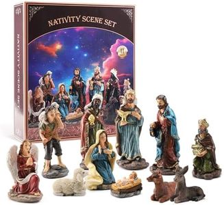 Magicsculp Christmas Nativity Scene Set, 11-Piece Holy Family Collectible Figurine Set - Hand Painted Resin Jesus in Manger,Nativity Religious Tabletop Decorations Giving