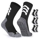 Closemate 3 Pairs Soccer Socks Men Women Anti Slip Grip Sport Socks Cotton Cushion Wicking Anti Blister Athletic Socks for Basketball Football Hockey Hiking (3BlackGrey, Size M)