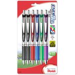 Pentel EnerGel Deluxe RTX Metal Tip Gel Ink Pens - Pack of 6, Multi Color