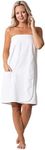 Women’s Terry Cloth Spa and Bath Towel Wrap with Adjustable Closure & Elastic Top, White, Medium