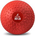 ProsourceFit Slam Medicine Ball, Tread Textured Grip Dead Weight Balls for Strength and Conditioning Exercises, Cardio and Core Workouts, 50lb, Red
