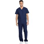 DENTGIST Vasa Doctor scrubs- Large | Medical Scrub for Surgeon | Doctor | Nurse Hospital | OT Dress | V Neck Tunic Style | Half Sleeve | Easy to wash | Navy Blue