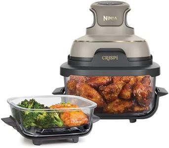 Ninja CRISPi tragbare Airfryer Heißluftfritteuse, 3,8 l, 4-in-1: Heißluftfrittieren, Braten, Warmhalten, Recrisp, 6 Portionen, 2x herausnehmbare Glasbehälter & Deckel, 1700 W, Stone Gold FN101EUSTGD