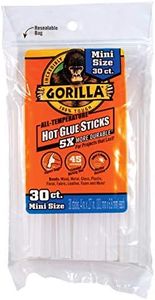 Gorilla Hot Glue Sticks, Mini Size, 4" Long x .27" Diameter, 30 Count, Clear, (Pack of 1)