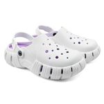 RADDZ SPORTS Strap Clog Sandals for Women | Cushioned, Lightweight, Waterproof & Anti-Skid (White & Purple-5)