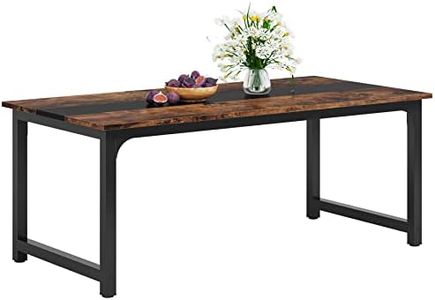LITTLE TREE 70.9 Inch Large Dining Table Rectangular Kitchen Furniture for 6 to 8 People, Brown+Black
