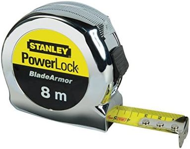 Stanley 0-33-527 Powerlock Blade Armor Mètre Ruban 8 M X 25 Mm Fabriqué En France - Ruban Large - Revêtement Blade Armor - Revêtement Mylar - Crochet 3 Rivets - Boitier Abs Antichoc - Blocage De Ruban