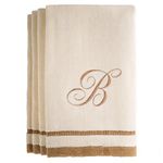 Monogrammed Gifts, Fingertip Towels, 11 x 18 Inches - Set of 4- Decorative Golden Brown Embroidered Towel - Extra Absorbent 100% Cotton- Personalized Gift- for Bathroom/Kitchen- Initial B (Ivory)