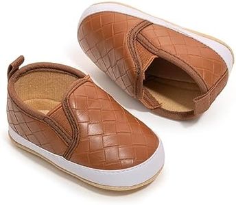 Meckior Infant Baby Girls Boys Brown Shoes Soft Sole Toddler Slip On Newborn Crib Moccasins Casual Sneaker Austin Boy's Flat Lazy Loafers First Walkers Skate Shoe