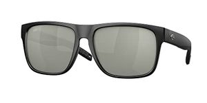 Costa Del Mar Men's Spearo Xl Square Sunglasses, Matte Black/Grey Silver Mirrored Polarized-580g, 59 mm