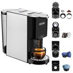 Upgrade 5 in 1 Espresso Single Serve Coffee Machine for Nespresso Original/Dolce Gusto/Lavazza Mio/Ground Capsule and ESE Coffee Pods,19 Bar Automatic Compatible Capsule Coffee Machine（AC-513KF/F