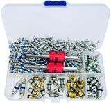 112 Pcs Air Conditioning Schrader Valve Cores for Car Home A/C Accessories R12 R134a Refrigeration Tire Valve Stem Core with Double Head Dual Dismantling Remover Installer Tool Assortment Kit