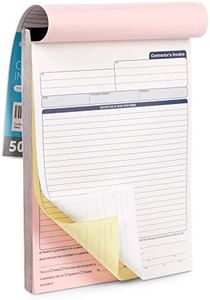 Blue Summit Contractors Invoice Book, 50 Full Page invoices, 3 Part Carbonless Forms, Work Order Receipt Book with Blank Invoice Sheets, 8-3/8 x 11-5/8 inch, 50 Receipts