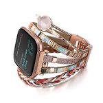 CHARMINGO Posh Leather Bands Compatible with Fitbit Versa 3&4 Bands/Fitbit Sense/Sense 2 Bands for Women, Multilayer Wrap Bracelet Wristband Boho Handmade Jewelry Replacement Strap for Fitbit