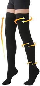 Thigh High Compression Stockings, Closed Toe, Pair, Firm Support 20-30mmHg Gradient Compression Socks with Silicone Band, Unisex, Opaque, Best for Spider & Varicose Veins, Edema, Swelling, Black XL