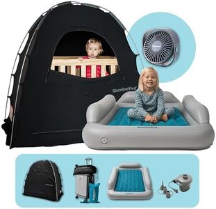 SlumberPod Perfect Pair Bundle with Fan Includes The Original Blackout Sleep Tent Pack n Play Cover, Blocks 95% Light & SlumberTot Inflatable Toddler Bed Portable Kids Air Mattress, Travel & Home Use