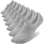 No Show Socks Mens 7 Pairs Cotton Thick Cushion Non Slip Low Cut Men Invisible Sock (7grey,Size 9-11)