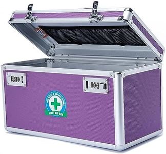 HEWEI WORKS Locking Box with Portable Storage Case, 14.2''x 7.2''x 8.2''，Childproof Medication Lock Organizer, Lockbox for Documents，Medicine & Valuables (Purple/Large)