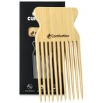 Combetter Bamboo Hair Pick, Enhance Curl Definition & Volume all Curly Hair, Eco-Friendly Afro Pick for Detangling & Styling, Natural Wood Styling Tool for Men, Women & Kids