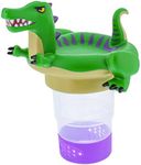 U.S. Pool Supply Dinosaur Floating Pool Chlorine Dispenser, Collapsible Base, Holds 3" Tablets - 10" Fun Cute Green Purple T-Rex Dino Pet Animal Float Floater Decoration, Adjustable Balanced Delivery