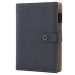 Spiral Leather Journal Writing Notebook, 6 Ring Binder Refillable Diary Notepads, Vintage Business Planner Personal Organizer, Agenda for Men Women, Faux Cloth Cover, A5 Size，Coal Black