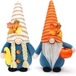 KPX 2PCS Fall Gnome Plush Decorations, Thansgiving Farmhouse Tiered Tray Decor - Autumn Harvest Handmade Swedish Gnomes Maple Leaf Elf Tomte - Home Kitchen Coffee Bar Tabletop Ornaments (Fall)