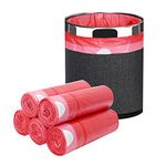 15L Garbage Bags Drawstring, Extra Strong Small Garbage Bag Unscented, Garbage Can Liners for Kitchen Office Home, JUKFITA 4 Gallon Trash Bag, Available in Colors, 100 Count Red