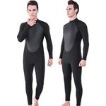 REALON Men Wetsuit Neoprene Wet Suits 3mm Full Body Long Sleeves Swimsuit for Scuba Diving Swimming Surfing Adult in Cold Water Aerobics (3mm Black, 2X-Large)