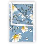 Divine Casa Floret 100% Cotton Double Dohar | 120 GSM | Soft & Lightweight Throw Blanket | Reversible Design | Cozy & Breathable Bedding | All-Season Comfort | 220 x 205 CM, Blossom Haven Blue