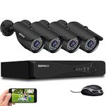 SANSCO 8 Channel 5MP DVR CCTV Security Camera System with (4) 2MP Super HD Outdoor Bullet Cameras (1920x1080, IP66 Vandal-Proof, Improved Night Vision, Quick App Viewing) - No Hard Drive Disk