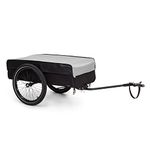 Klarfit Bike Trailer Cargo, Bicycle Trailer Transport Box w/ 2 Wheels, Steel Cargo Bike Trailer Attachment Kit w/Hitch & Bracket, Waterproof Bike Trolley Buggy Trailer for Storage Tow & Camping Crate