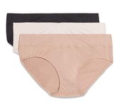 Warner's Women's Blissful Benefits No Muffin Top Breathable Micro Hipster Panties Multipack, Toasted Almond/Butterscotch/Black, S