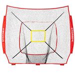 Storgem Baseball and Softball Practice Net 7×7ft Portable Hitting Pitching Batting Training Net Baseball Backstop Net with Batting Tee and Strike Zone and Bow Frame(Replacement Net(NET ONLY))