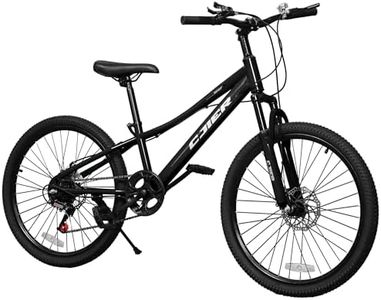 Pipleo 20/24 Inch Kids Mountain Bike, Bike 7 Speeds, Bikes for Kids 6-14, Girls Boys Bike with Suspension Fork, Dual-Disc Brake, Anti-Slip Butyl Tires, Multi Color (Black, 24 inch)