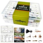 Ventures Fly Co. | 122 Premium Hand Tied Fly Fishing Flies Assortment | Two Fly Boxes Included | Dry, Wet, Nymphs, Streamers, Wooly Buggers, Terrestrials | Trout, Bass Lure Set, Kit