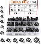 Taiss 140PCS 6-22mm Black Spring Band Hose Clamp Assortment kits.Low Pressure Air Clip Strap Clamp for Air Hose Tube Hose Fuel Silicone Vacuum Hose Clamp