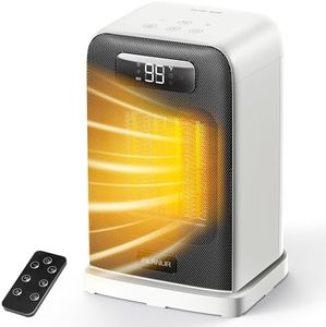 FLANUR Space Heaters for Indoor Use, 1500W Room Heater Fan 2 in 1 with Remote, Thermostat, LED Display, Overheat & Tip Over Protection, 12H Timer, 70° Oscillating Heater for Bedroom, White