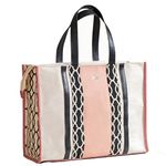 Nestasia Tote Bags for Women - Large Pink and White | Handcrafted Multipurpose Canvas Cotton Tote Bag with Zip | Perfect for Daily Use, Office, College, Travel, Picnic, Shopping Retro