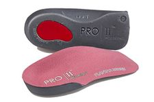 PRO 11 WELLBEING 1 Pair of Slim Fit 3/4 Orthotic Insoles with Heel Pad for Plantar Fasciitis (3/4.5 UK, Pink)