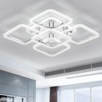 Qcyuui LED Ceiling Light Square, Modern Flush Mount Chandeliers Lighting,Dimmable Bedroom Ceiliing Lamps Nordic Design for Living Room Kitchen, with Remote/Chrome