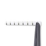 Umbra Flip Wall-Mounted Coat Rack with 8 Hooks – Modern, Space-Saving Storage for Hats, Jackets, Bags, Entryway, Mudroom, Closet, Bathroom, Bedroom – White/Nickel