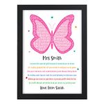 Best Teacher Gifts - Personalised Butterfly Poem Gifts for Teacher - End of Term Thank You Gifts for Teachers, Teaching Assistants, TA, Nursery Teachers, Childminder - Teacher Appreciation Poem