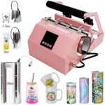 BetterSub 3in1 Tumbler Mug Heat Press Machine 30 OZ 20 OZ 16 OZ Sublimation Straight Skinny Tumbler Mug 3 OZ 1.5 OZ Shot Glass,11 OZ 15 OZ 16 OZ Sublimation Mug Heat Transfer Pink