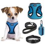 YIMEIS Dog Harness and Leash Set, No Pull Soft Mesh Pet Harness, Reflective Adjustable Puppy Vest for Small Medium Large Dogs, Cats (Blue-Update, X-Small (Pack of 1))