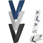 DOB SEHCS 3 Pack Phone Kickstand Vertical and Horizontal Phone Stand Adjustable Angle Aluminum Removable Kickstand for Phone (Black+Silver+Blue)