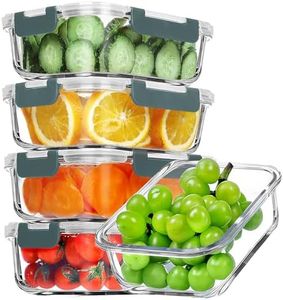 VERONES 5 Pack 36 OZ Glass Meal Prep Containers, Airtight Glass Lunch Containers Set, Glass Food Storage Containers with Lids,Exclusive of BPA, for Microwave, Oven, Freezer & Dishwasher Friendly,Grey