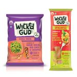 WickedGud 2X Fiber Fusilli & Spaghetti Pasta Combo | No Maida | Durum Wheat Semolina | Brown Rice | Red Lentils | Healthy Diet Pasta - 400gm x 2