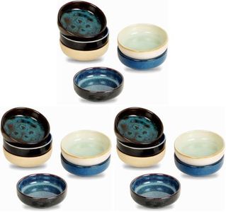 STE-CER 3.35 Inch Ceramic Soy Sauce Dish,Pinch Bowl,Small Dipping Bowls for Side Dishes,Appetizers,Condiments-Set of 6(Assorted Colorful) (Pack of 3)